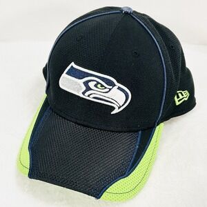 New Era Seattle Seahawks Pipe 39THIRTY Stretch Flex Hat Cap M/L Blue NFL